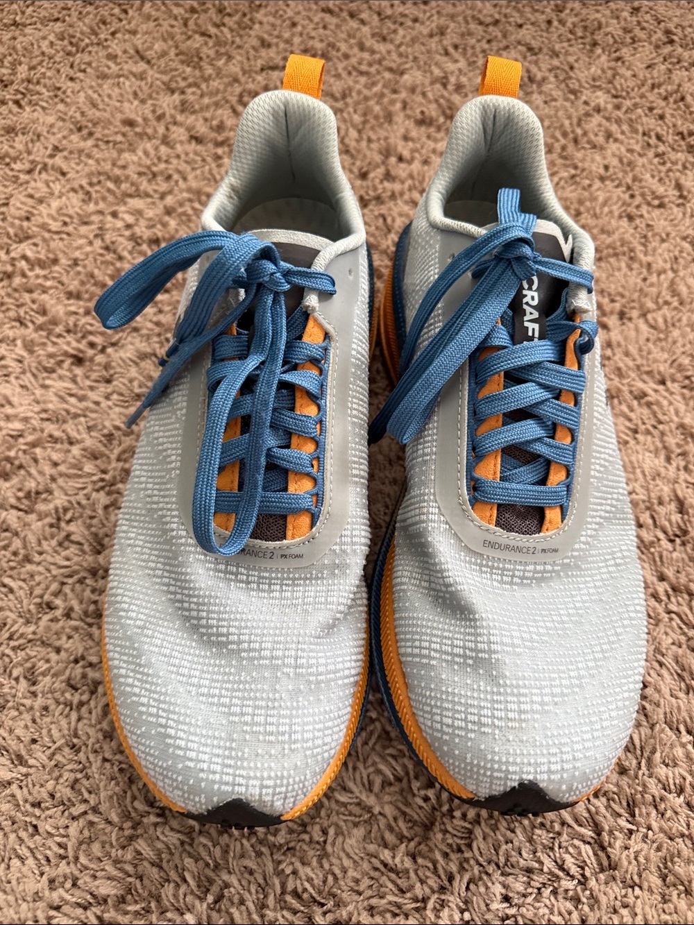 Craft Men's Light Gray Sneakers with Blue Laces and Orange Accents